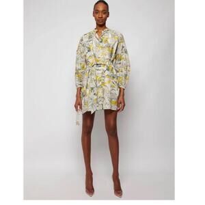 NWT Chufy Bruna mini shirt dress catania cream grey and yellow medium